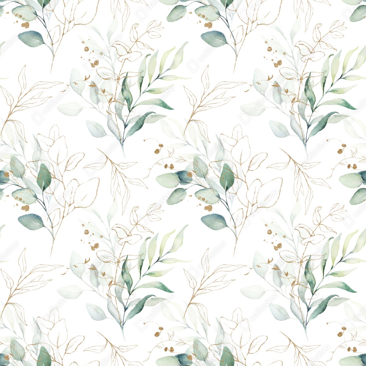 Naklejka repozycjonowalna miękki wzór eukaliptusa w akwareli – Wallissimo® Naklejka repozycjonowalna miękki wzór eukaliptusa w akwareli – Wallissimo®