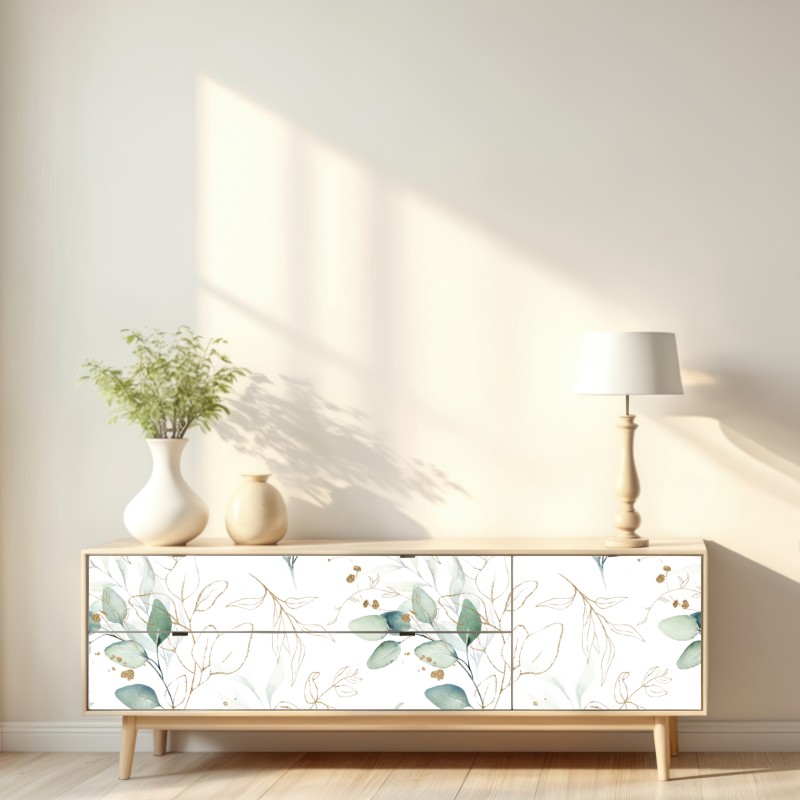 Naklejka repozycjonowalna miękki wzór eukaliptusa w akwareli – Wallissimo® Naklejka repozycjonowalna miękki wzór eukaliptusa w akwareli – Wallissimo®