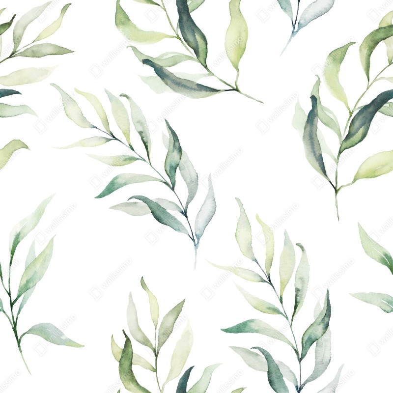 Naklejka repozycjonowalna delikatny akwarelowy wzór z liśćmi eukaliptusa – Wallissimo® Naklejka repozycjonowalna delikatny akwarelowy wzór z liśćmi eukaliptusa – Wallissimo®