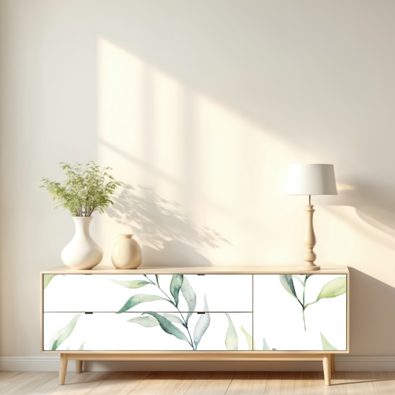 Naklejka repozycjonowalna delikatny akwarelowy wzór z liśćmi eukaliptusa – Wallissimo® Naklejka repozycjonowalna delikatny akwarelowy wzór z liśćmi eukaliptusa – Wallissimo®