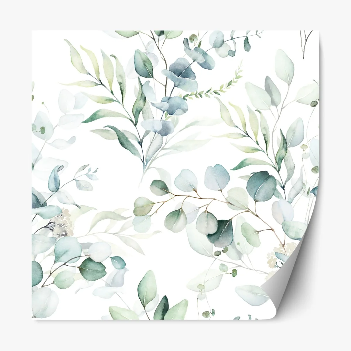 Naklejka repozycjonowalna akwarelowy wzór eukaliptusa i liści – Wallissimo® Naklejka repozycjonowalna akwarelowy wzór eukaliptusa i liści – Wallissimo®