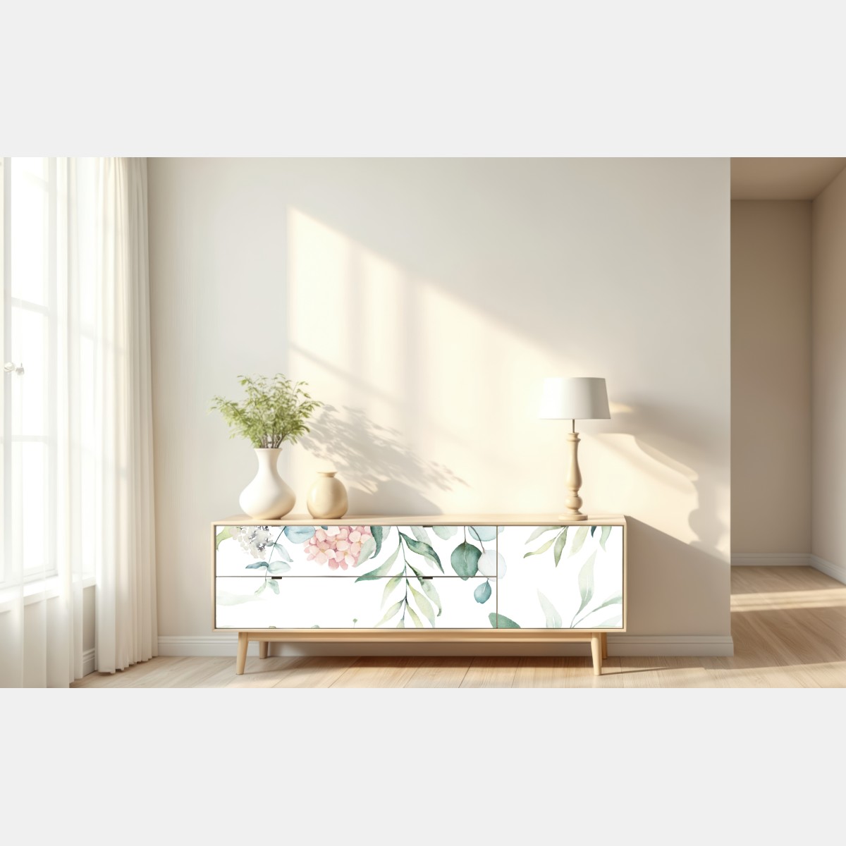 Naklejka repozycjonowalna delikatny akwarelowy bukiet kwiatów – Wallissimo® Naklejka repozycjonowalna delikatny akwarelowy bukiet kwiatów – Wallissimo®