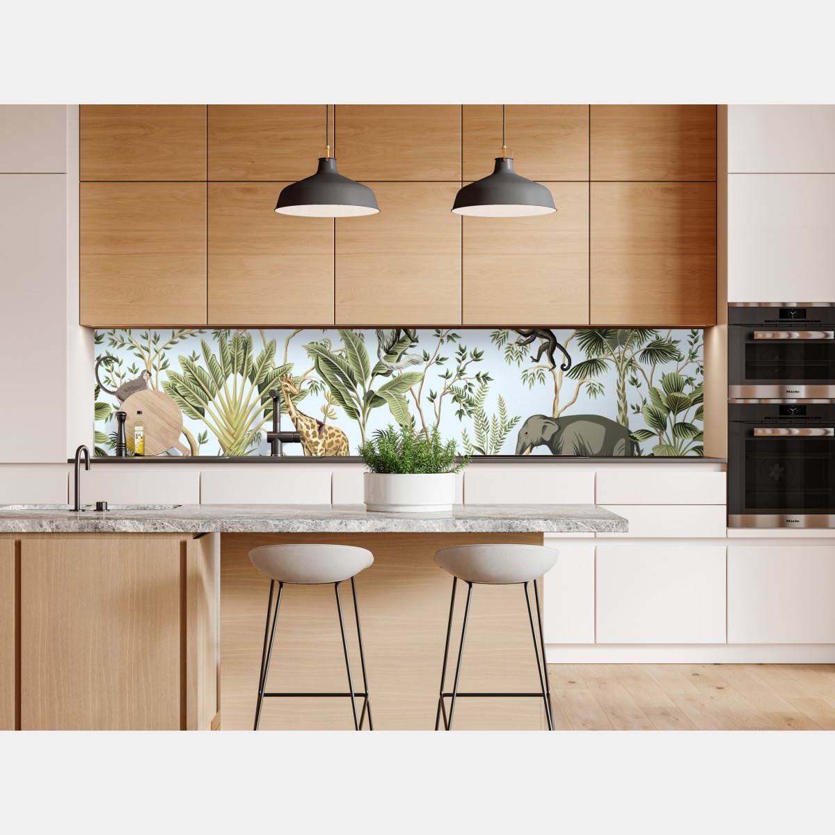 Naklejka repozycjonowalna tropikalna dżungla ze zwierzętami – Wallissimo® Naklejka repozycjonowalna tropikalna dżungla ze zwierzętami – Wallissimo®