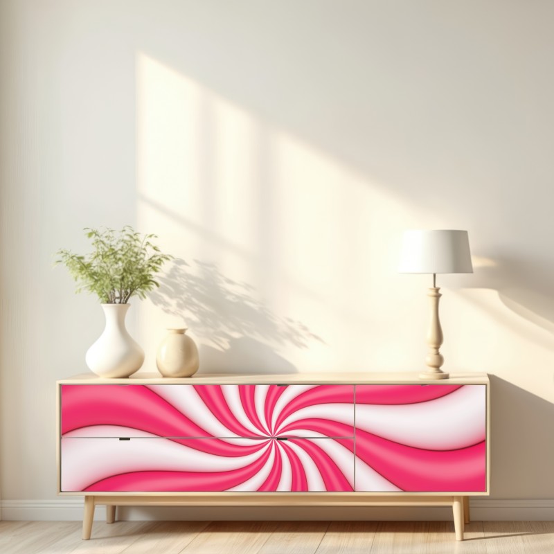 Naklejka repozycjonowalna różowa cukierkowa spirala – Wallissimo® Naklejka repozycjonowalna różowa cukierkowa spirala – Wallissimo®