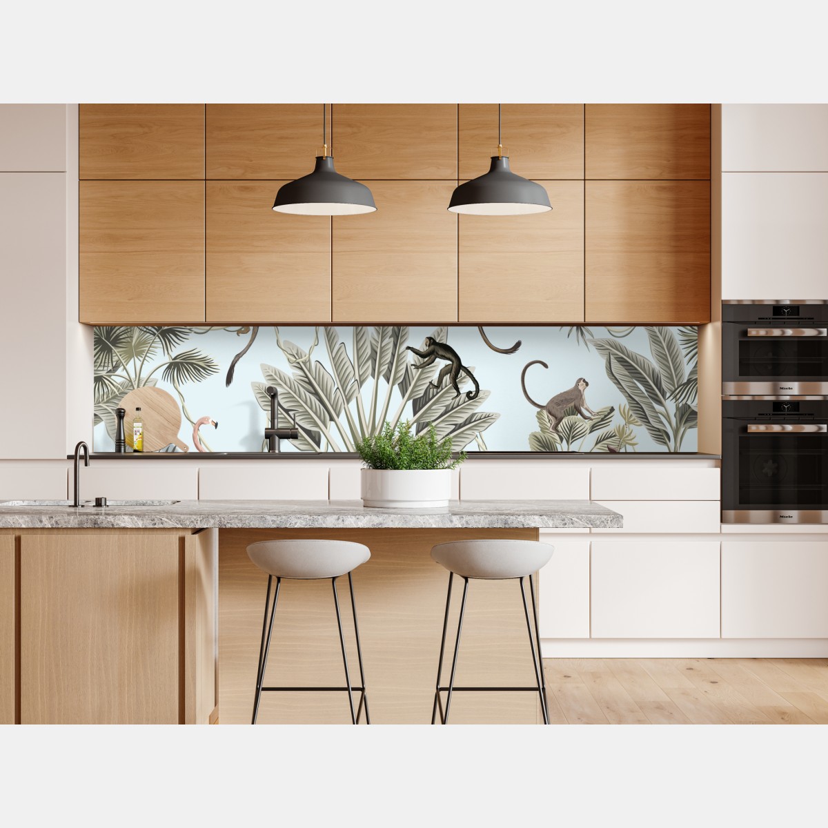 Naklejka repozycjonowalna pastelowy wzór dżungli z zwierzętami – Wallissimo® Naklejka repozycjonowalna pastelowy wzór dżungli z zwierzętami – Wallissimo®