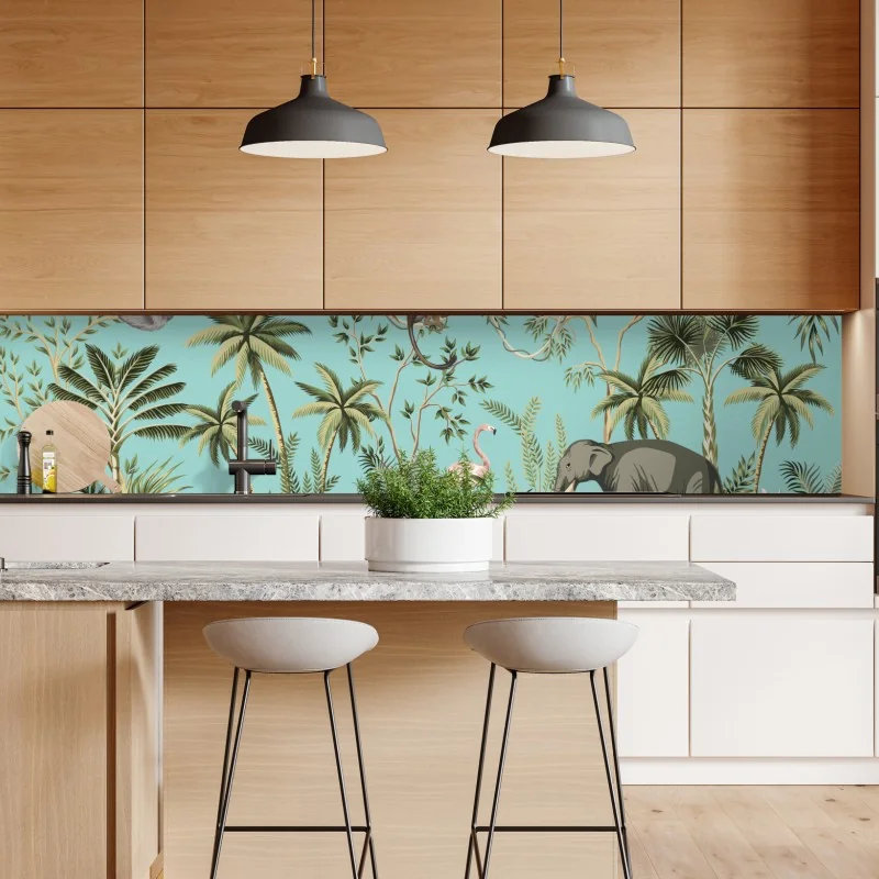 Naklejka repozycjonowalna turkusowo-złota abstrakcja w technice alcohol ink – Wallissimo®