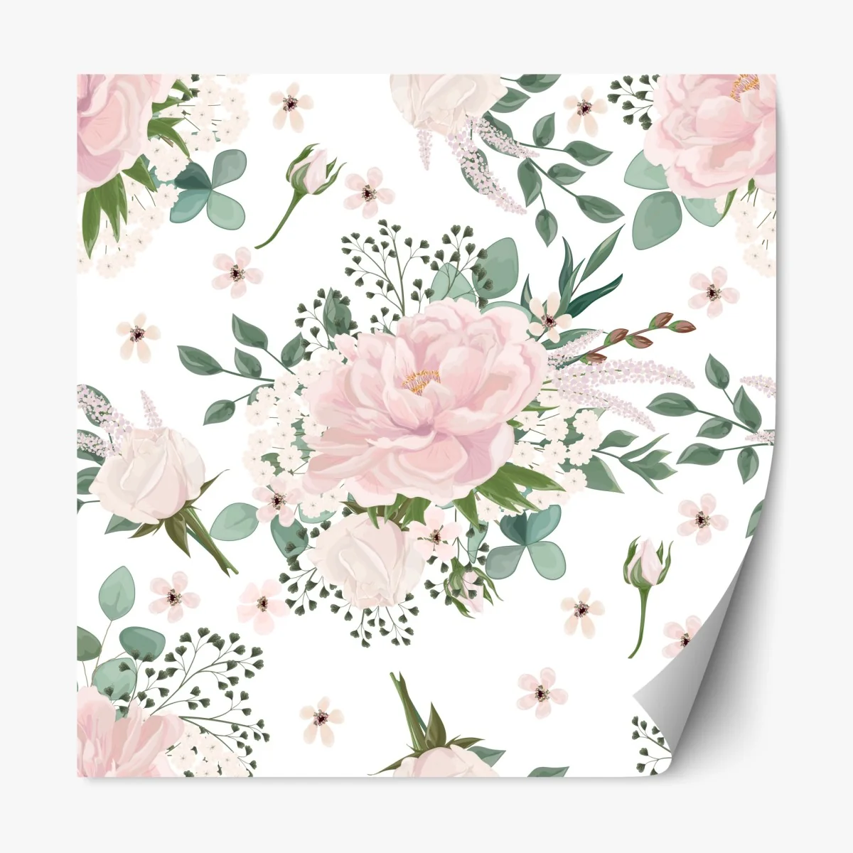 Naklejka repozycjonowalna delikatny różowy wzór peonii – Wallissimo® Naklejka repozycjonowalna delikatny różowy wzór peonii – Wallissimo®