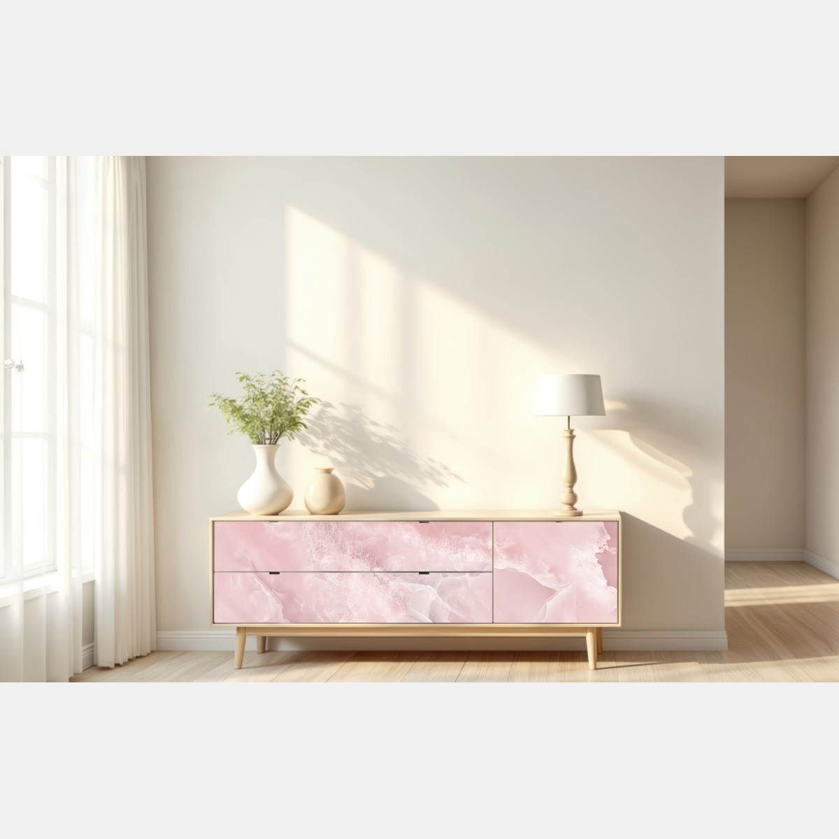 Naklejka repozycjonowalna delikatna różowa tekstura marmuru – Wallissimo® Naklejka repozycjonowalna delikatna różowa tekstura marmuru – Wallissimo®