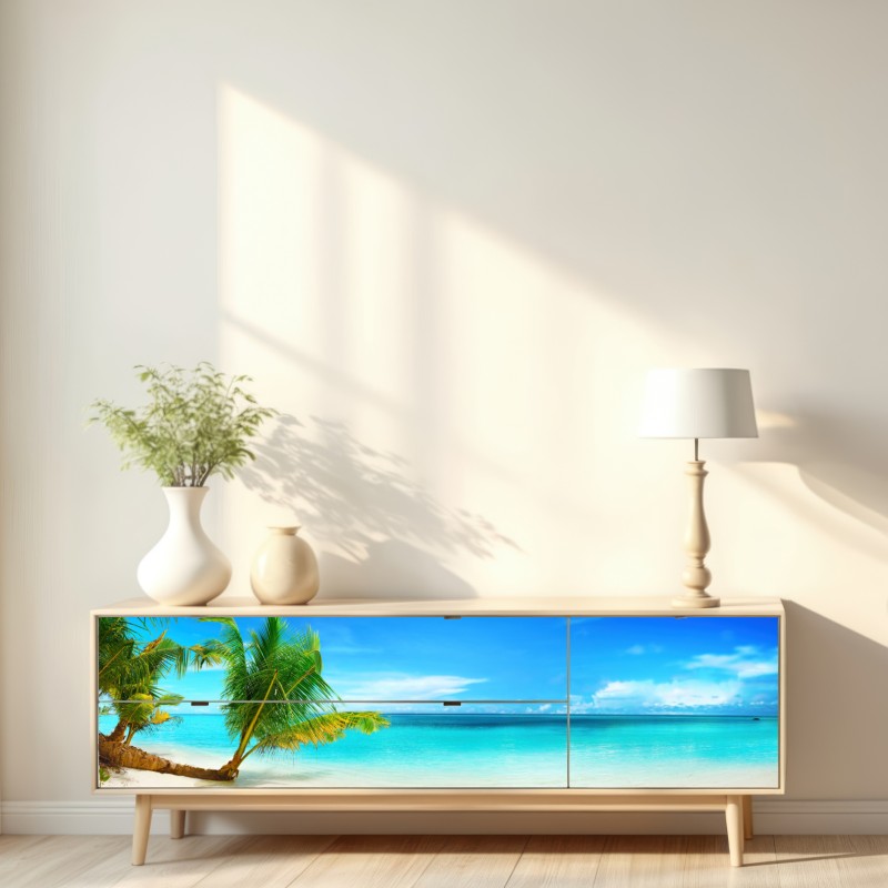 Naklejka repozycjonowalna Malediwy turkusowa plaża panorama – Wallissimo® Naklejka repozycjonowalna Malediwy turkusowa plaża panorama – Wallissimo®