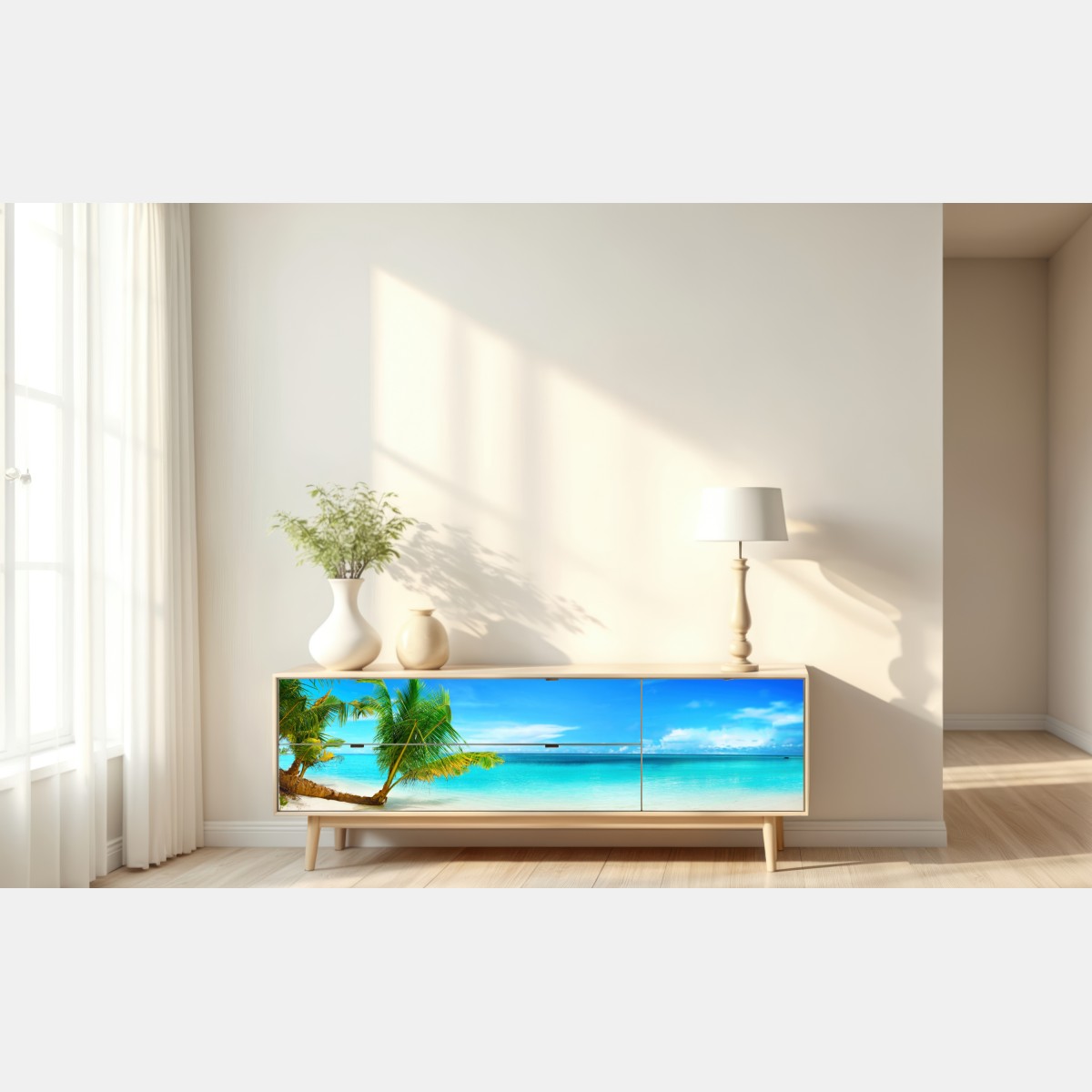 Naklejka repozycjonowalna Malediwy turkusowa plaża panorama – Wallissimo® Naklejka repozycjonowalna Malediwy turkusowa plaża panorama – Wallissimo®