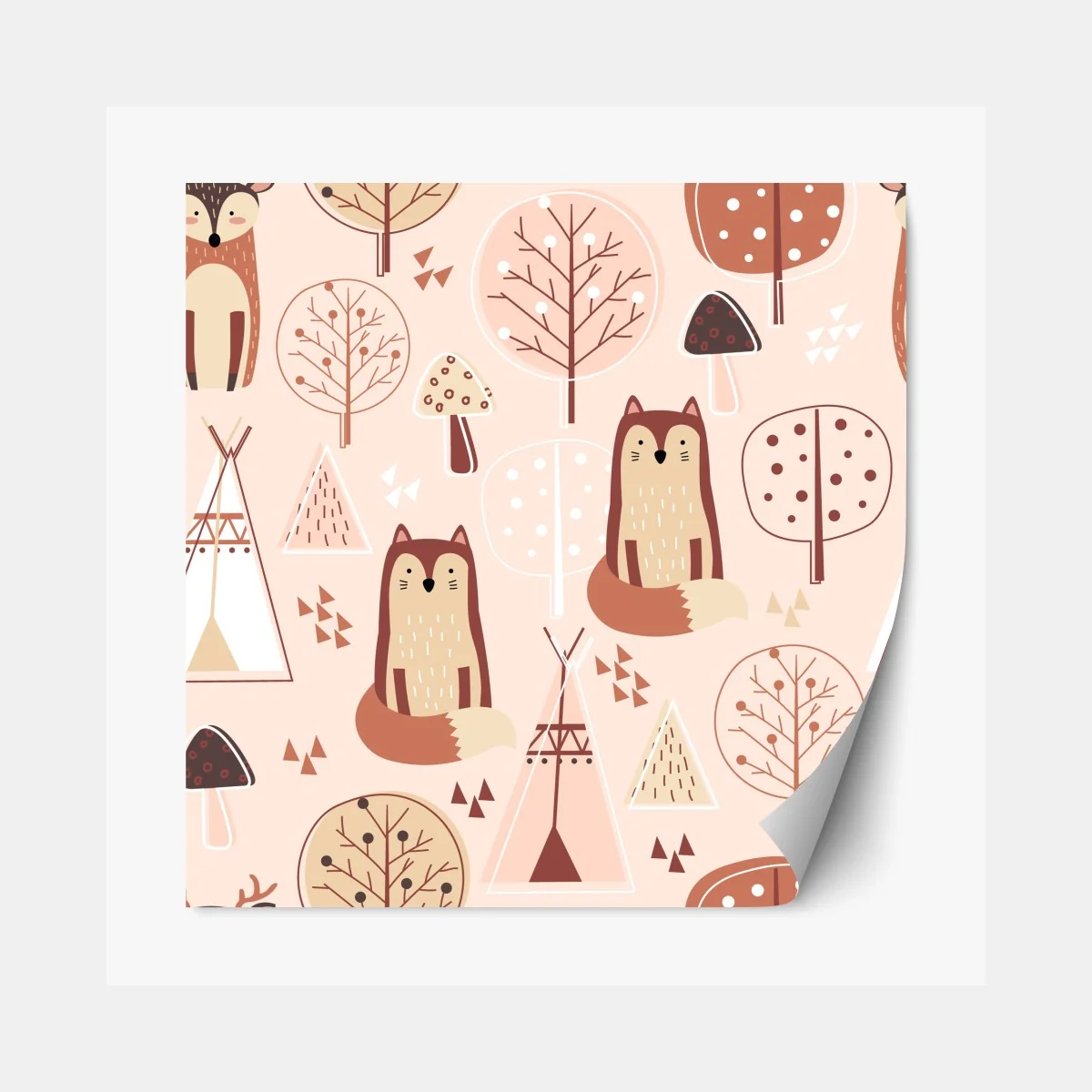 Naklejka repozycjonowalna wzór z lisami do pokoju dziecięcego – Wallissimo® Naklejka repozycjonowalna wzór z lisami do pokoju dziecięcego – Wallissimo®