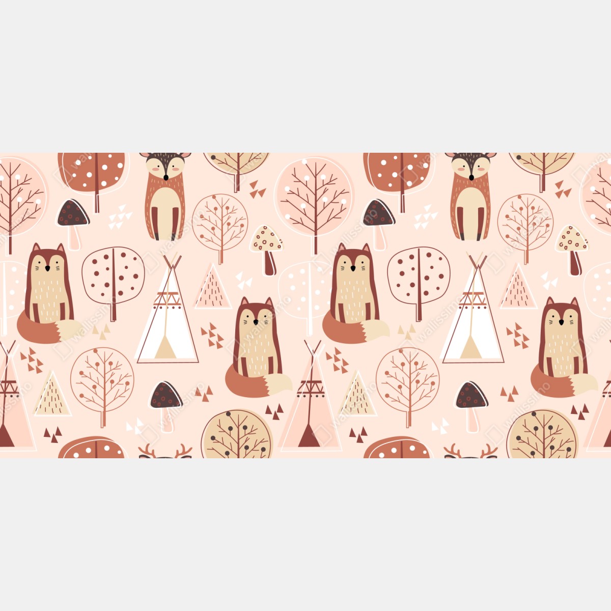 Naklejka repozycjonowalna wzór z lisami do pokoju dziecięcego – Wallissimo® Naklejka repozycjonowalna wzór z lisami do pokoju dziecięcego – Wallissimo®