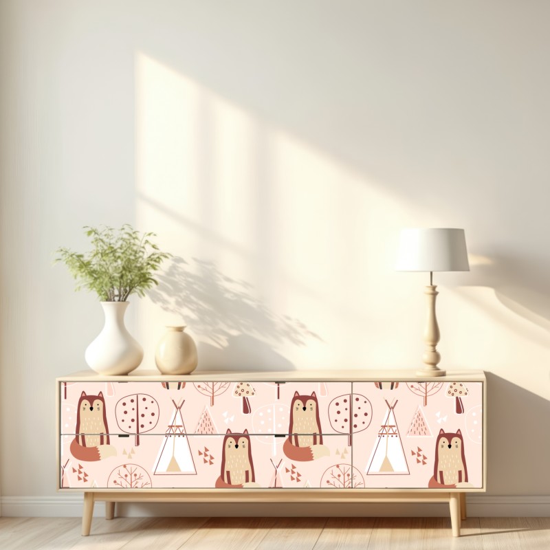 Naklejka repozycjonowalna wzór z lisami do pokoju dziecięcego – Wallissimo® Naklejka repozycjonowalna wzór z lisami do pokoju dziecięcego – Wallissimo®