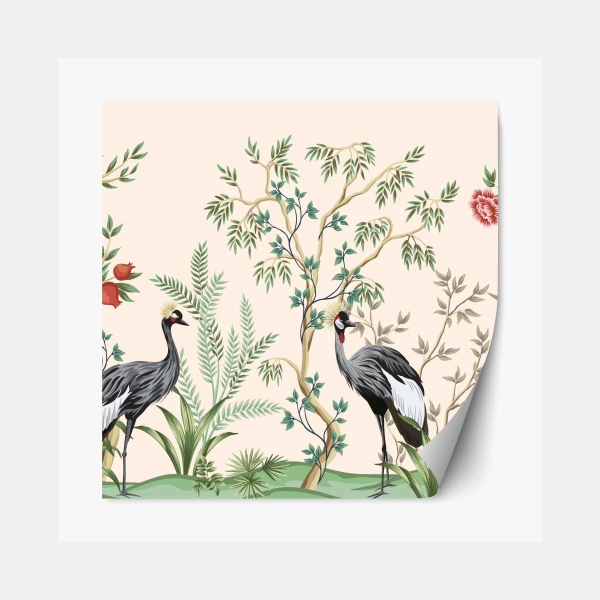 Naklejka repozycjonowalna ogród żurawi w stylu orientalnym – Wallissimo® Naklejka repozycjonowalna ogród żurawi w stylu orientalnym – Wallissimo®