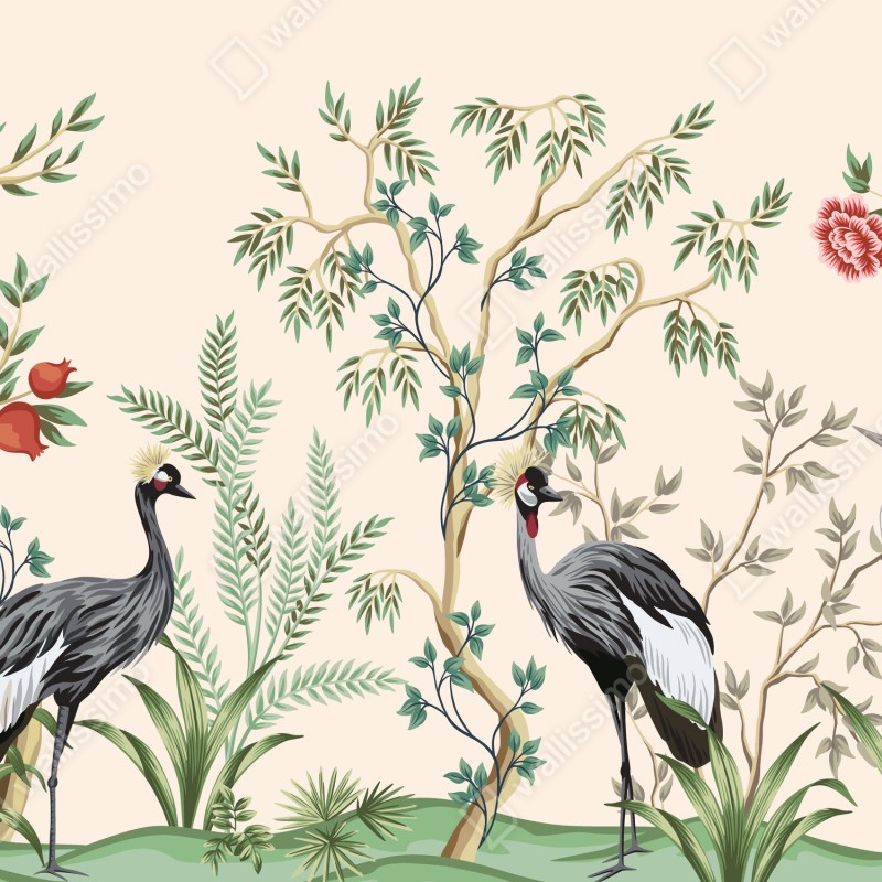 Naklejka repozycjonowalna ogród żurawi w stylu orientalnym – Wallissimo® Naklejka repozycjonowalna ogród żurawi w stylu orientalnym – Wallissimo®