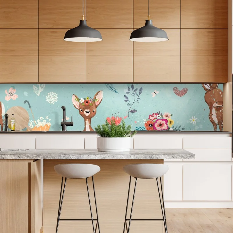 Naklejka repozycjonowalna tropikalne fioletowe liście na żółtym tle – Wallissimo®