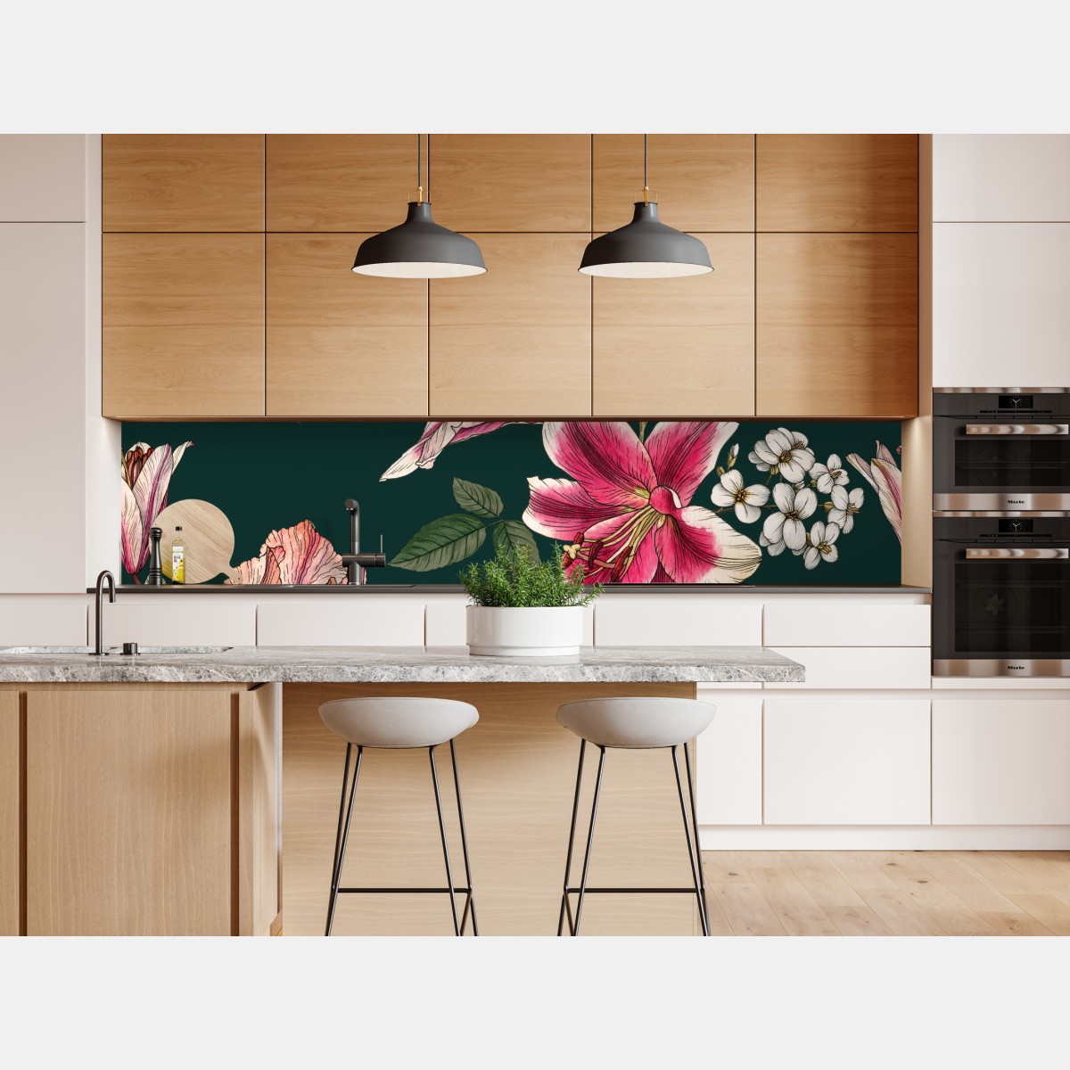 Naklejka repozycjonowalna vintage botaniczny wzór kwiatowy na głębokiej zieleni – Wallissimo® Naklejka repozycjonowalna vintage botaniczny wzór kwiatowy na głębokiej zieleni – Wallissimo®