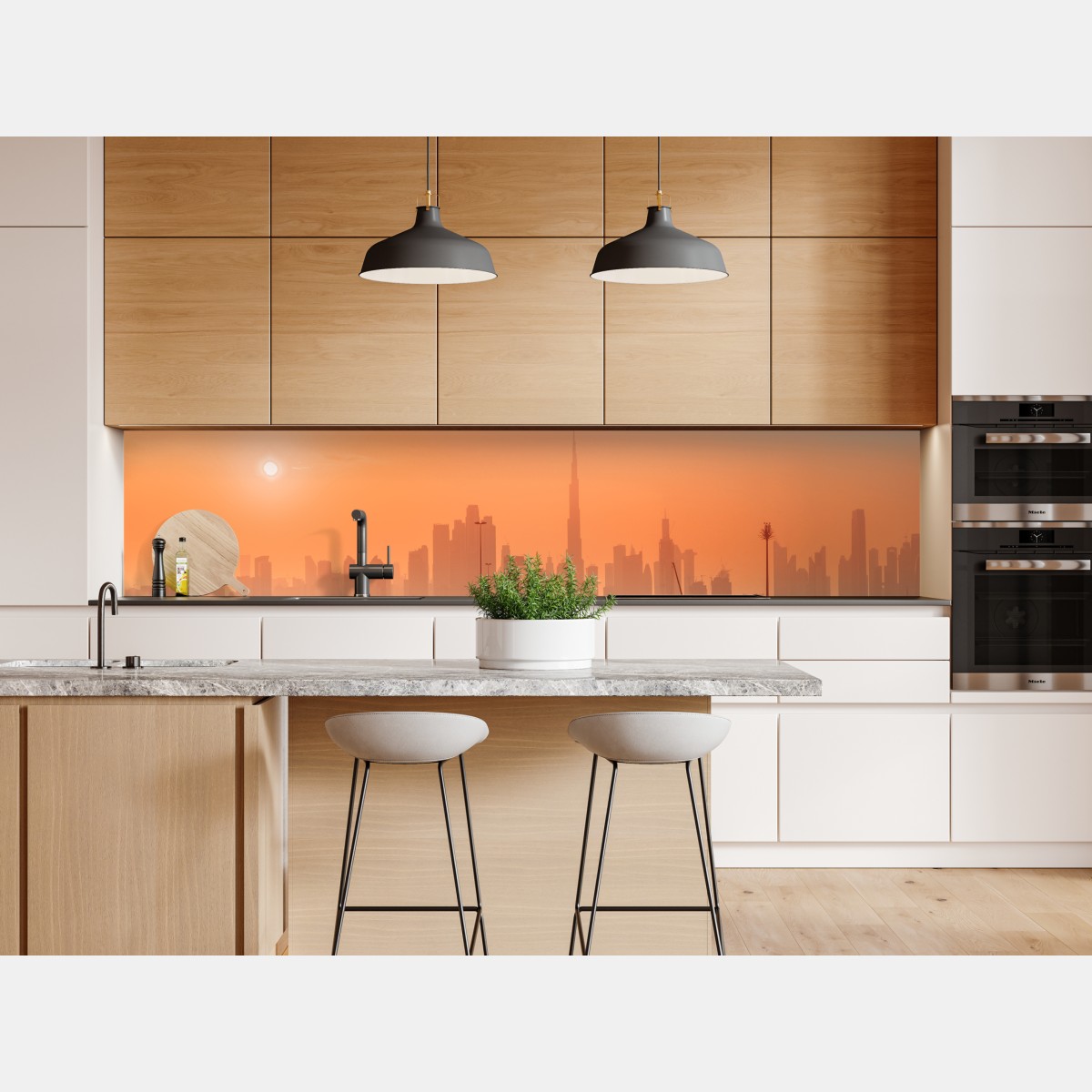 Naklejka repozycjonowalna Dubaj panorama o wschodzie słońca – Wallissimo® Naklejka repozycjonowalna Dubaj panorama o wschodzie słońca – Wallissimo®