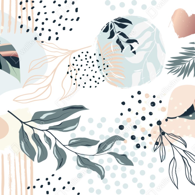 Naklejka repozycjonowalna pastelowy botaniczny wzór abstrakcyjny – Wallissimo® Naklejka repozycjonowalna pastelowy botaniczny wzór abstrakcyjny – Wallissimo®