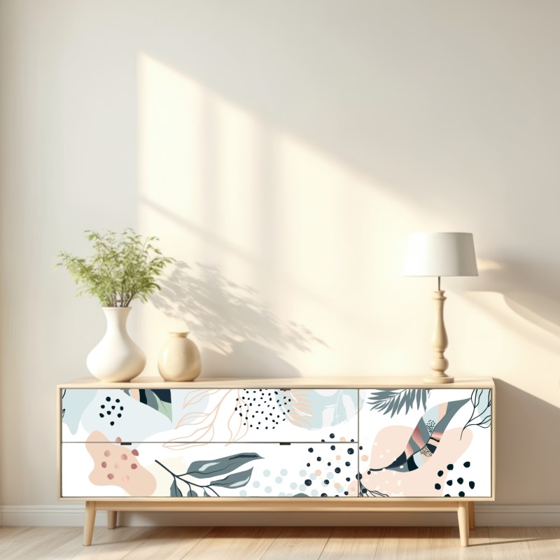 Naklejka repozycjonowalna pastelowy botaniczny wzór abstrakcyjny – Wallissimo® Naklejka repozycjonowalna pastelowy botaniczny wzór abstrakcyjny – Wallissimo®