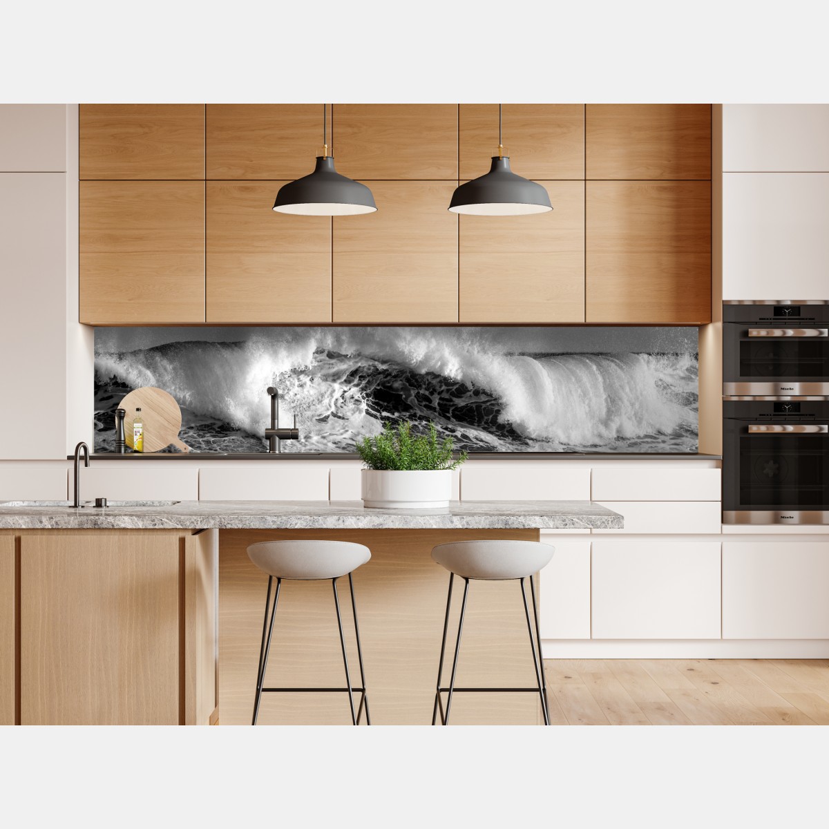 Naklejka repozycjonowalna dramatyczna czarno-biała fala oceanu – Wallissimo® Naklejka repozycjonowalna dramatyczna czarno-biała fala oceanu – Wallissimo®