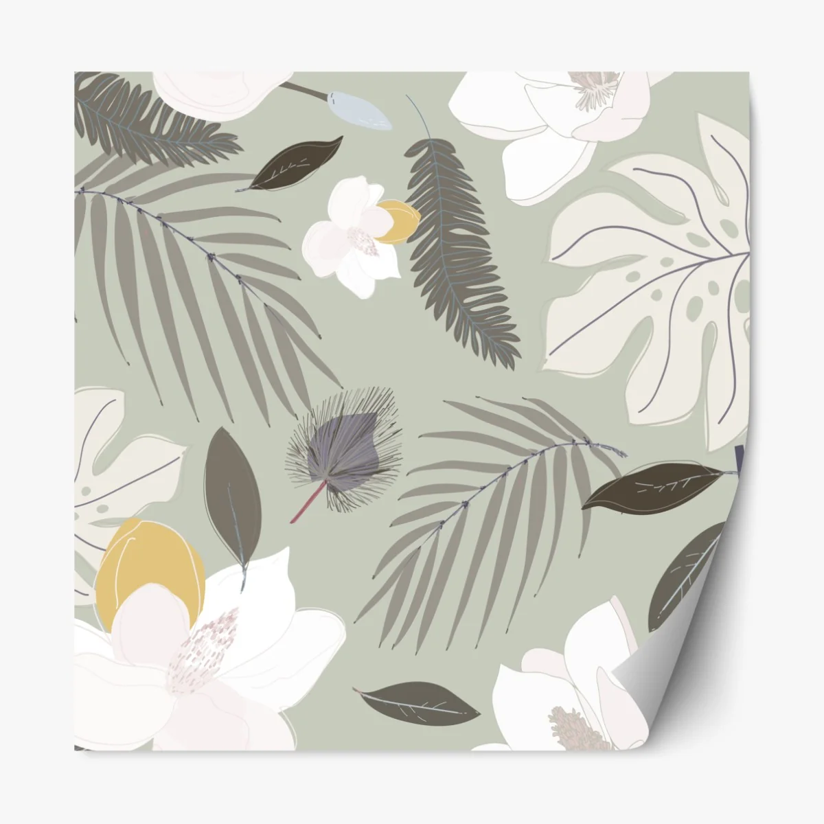Naklejka repozycjonowalna delikatny pastelowy wzór botaniczny – Wallissimo® Naklejka repozycjonowalna delikatny pastelowy wzór botaniczny – Wallissimo®