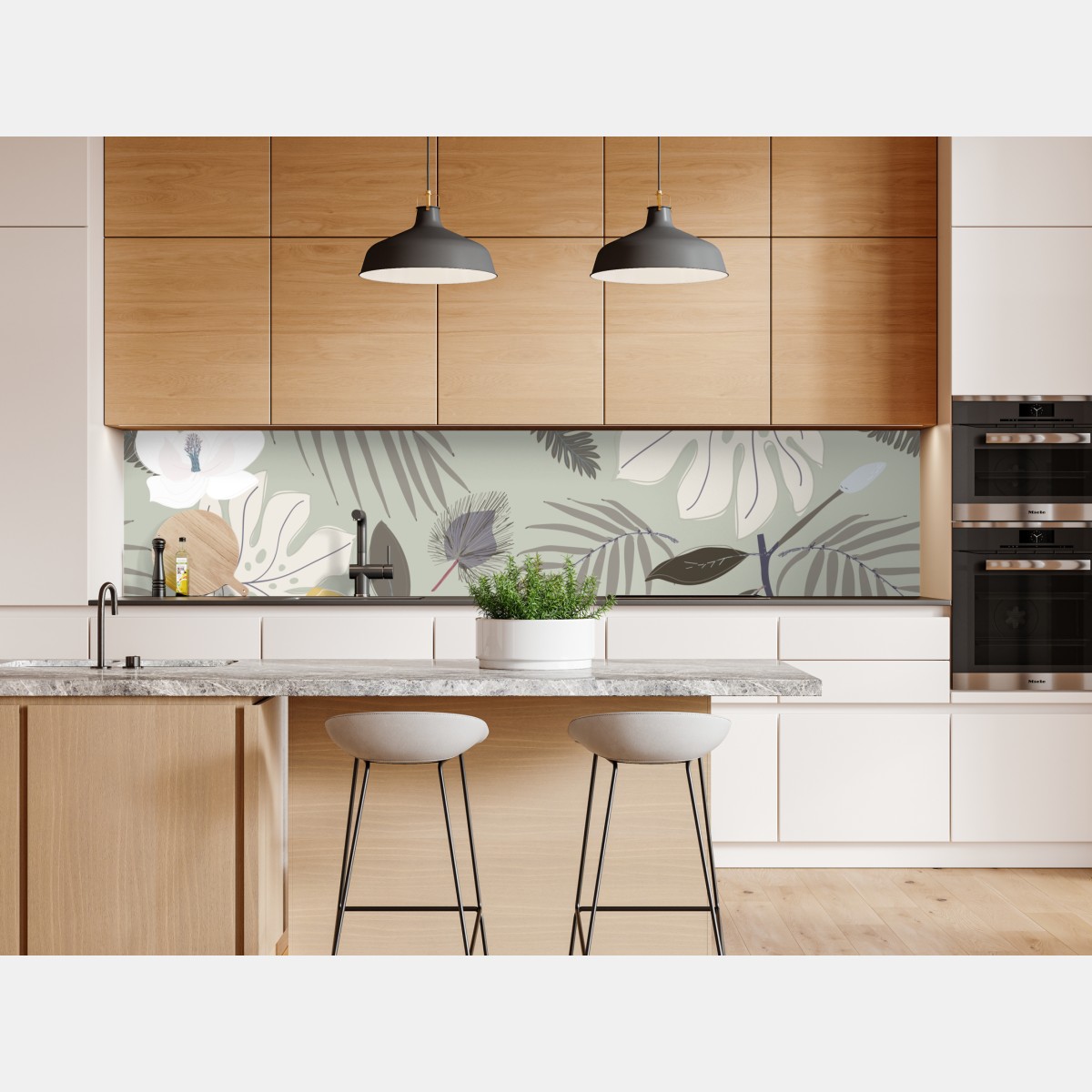 Naklejka repozycjonowalna delikatny pastelowy wzór botaniczny – Wallissimo® Naklejka repozycjonowalna delikatny pastelowy wzór botaniczny – Wallissimo®