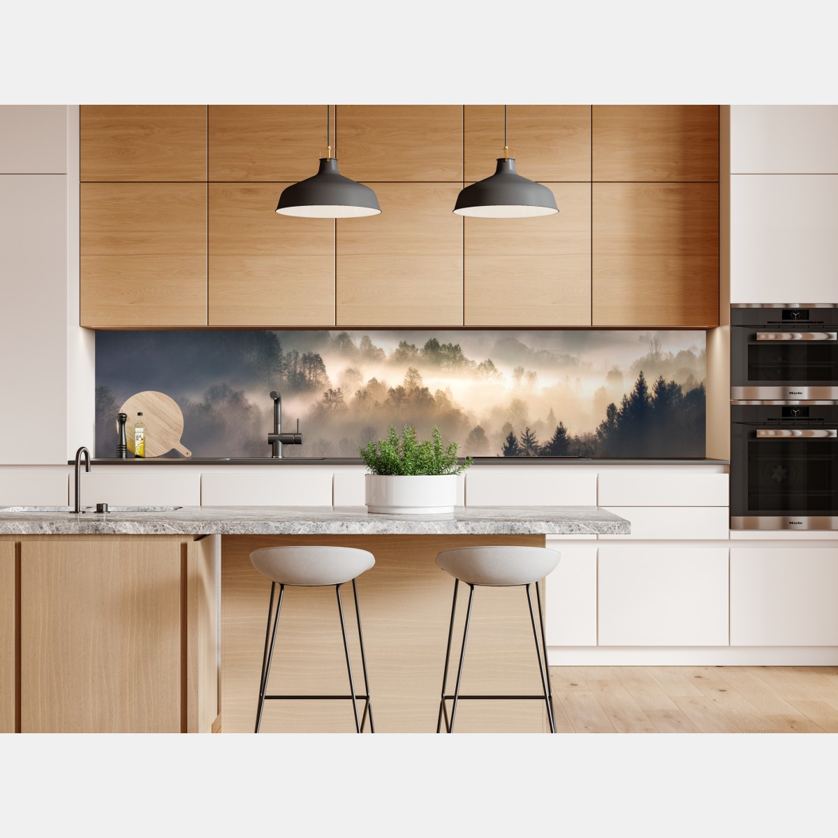 Naklejka repozycjonowalna mglisty las o świcie – Wallissimo® Naklejka repozycjonowalna mglisty las o świcie – Wallissimo®