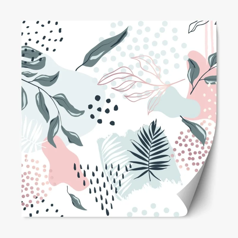 Naklejka repozycjonowalna pastelowy botaniczny wzór abstrakcyjny
