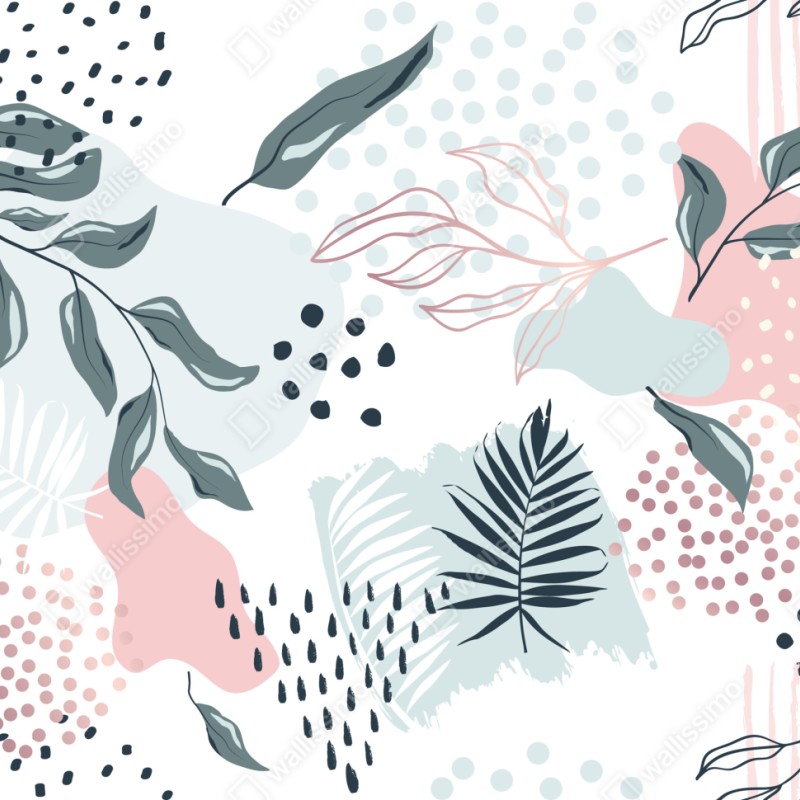 Naklejka repozycjonowalna pastelowy botaniczny wzór abstrakcyjny – Wallissimo® Naklejka repozycjonowalna pastelowy botaniczny wzór abstrakcyjny – Wallissimo®