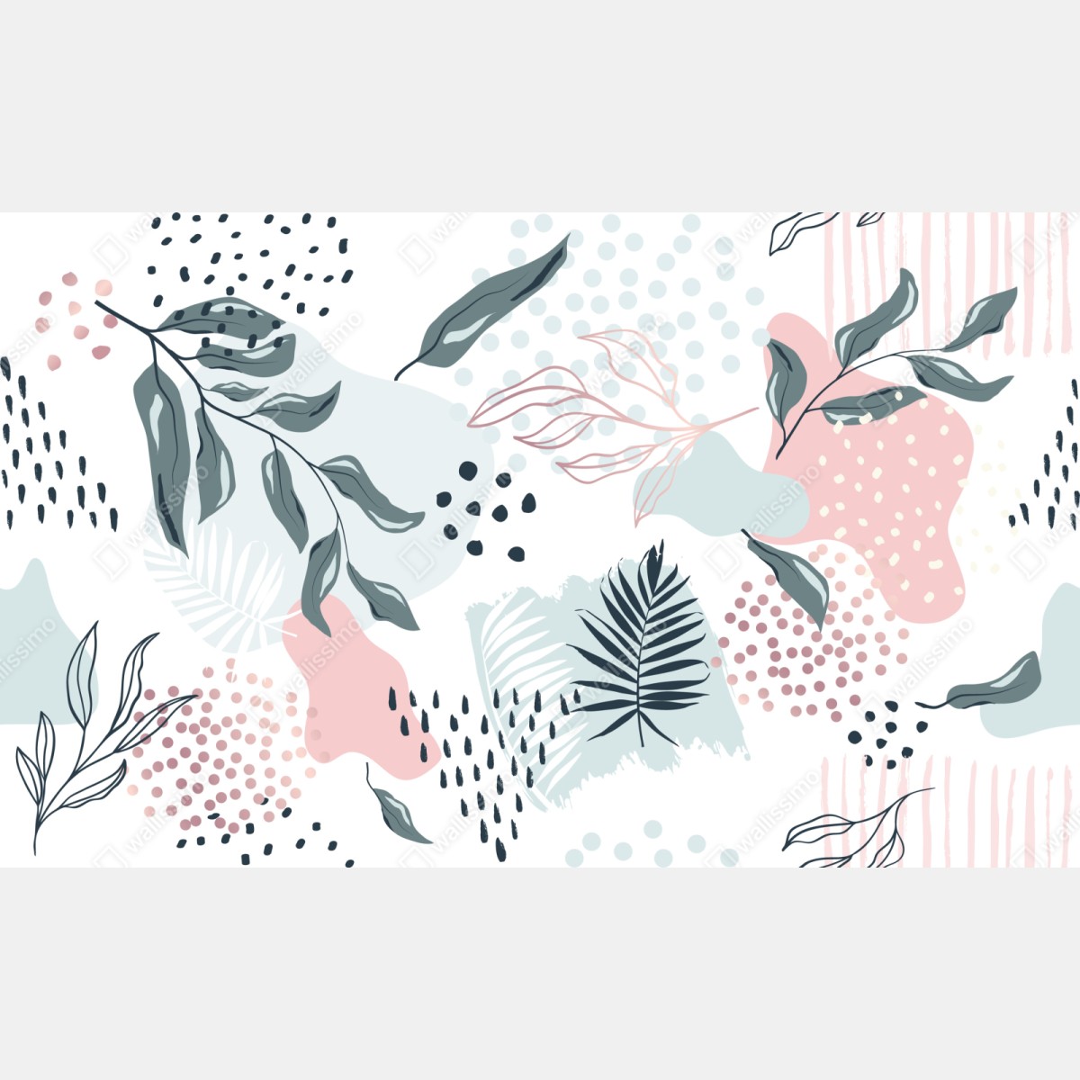 Naklejka repozycjonowalna pastelowy botaniczny wzór abstrakcyjny – Wallissimo® Naklejka repozycjonowalna pastelowy botaniczny wzór abstrakcyjny – Wallissimo®