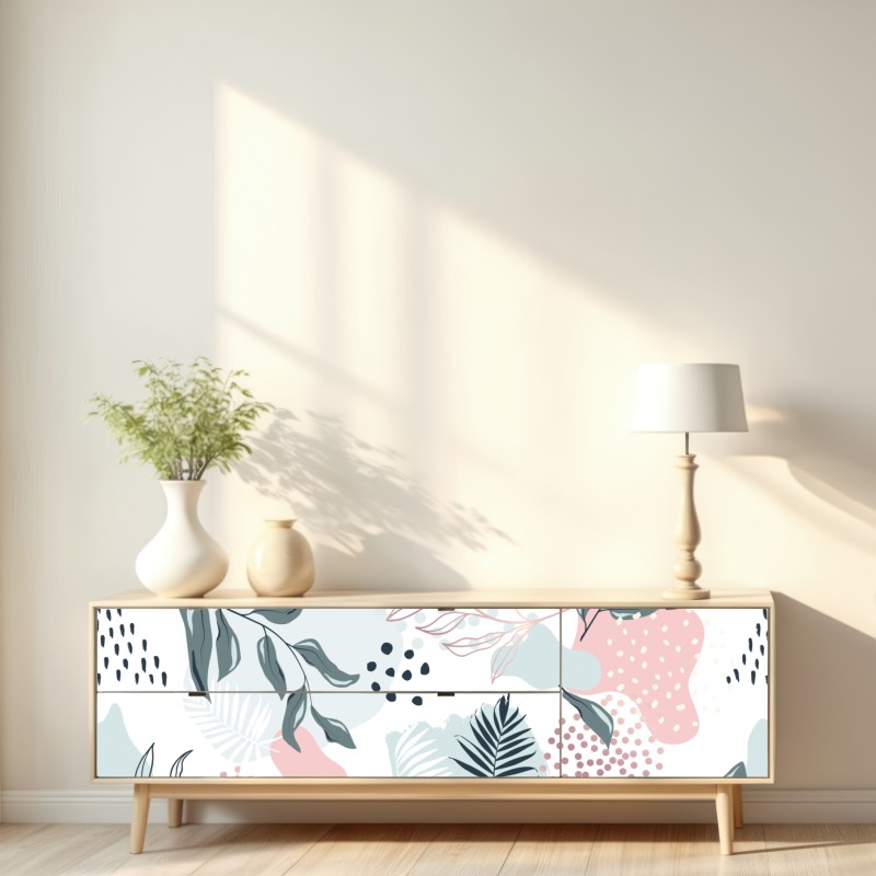 Naklejka repozycjonowalna pastelowy botaniczny wzór abstrakcyjny – Wallissimo® Naklejka repozycjonowalna pastelowy botaniczny wzór abstrakcyjny – Wallissimo®