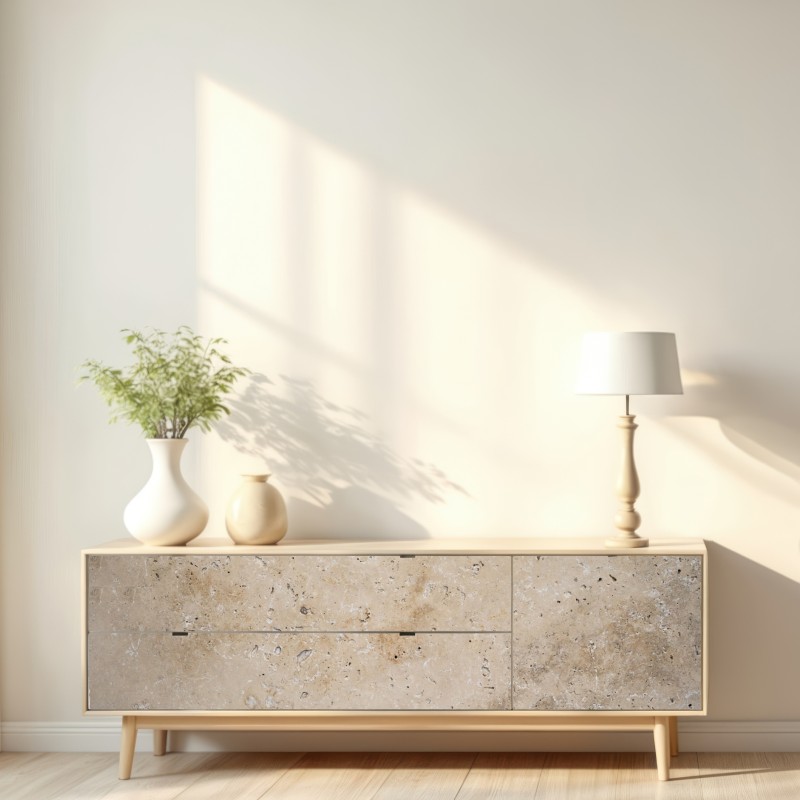 Naklejka repozycjonowalna beżowa tekstura kamienia travertynu – Wallissimo® Naklejka repozycjonowalna beżowa tekstura kamienia travertynu – Wallissimo®