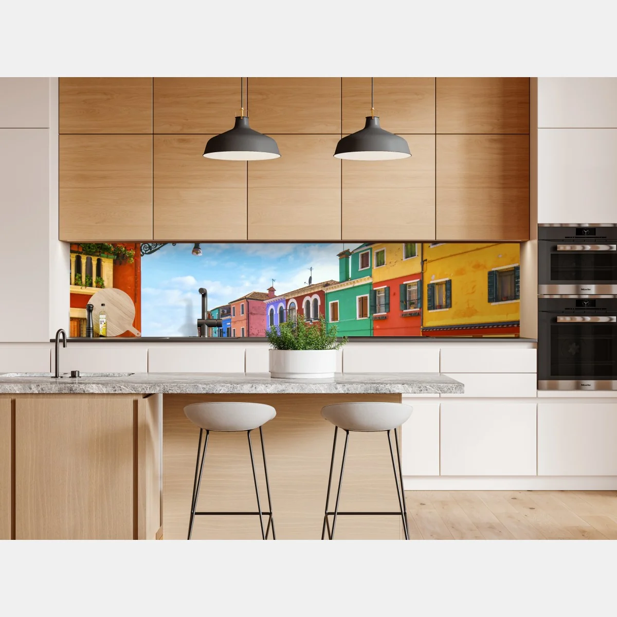 Naklejka repozycjonowalna kolorowe domy nad kanałem w Burano – Wallissimo® Naklejka repozycjonowalna kolorowe domy nad kanałem w Burano – Wallissimo®