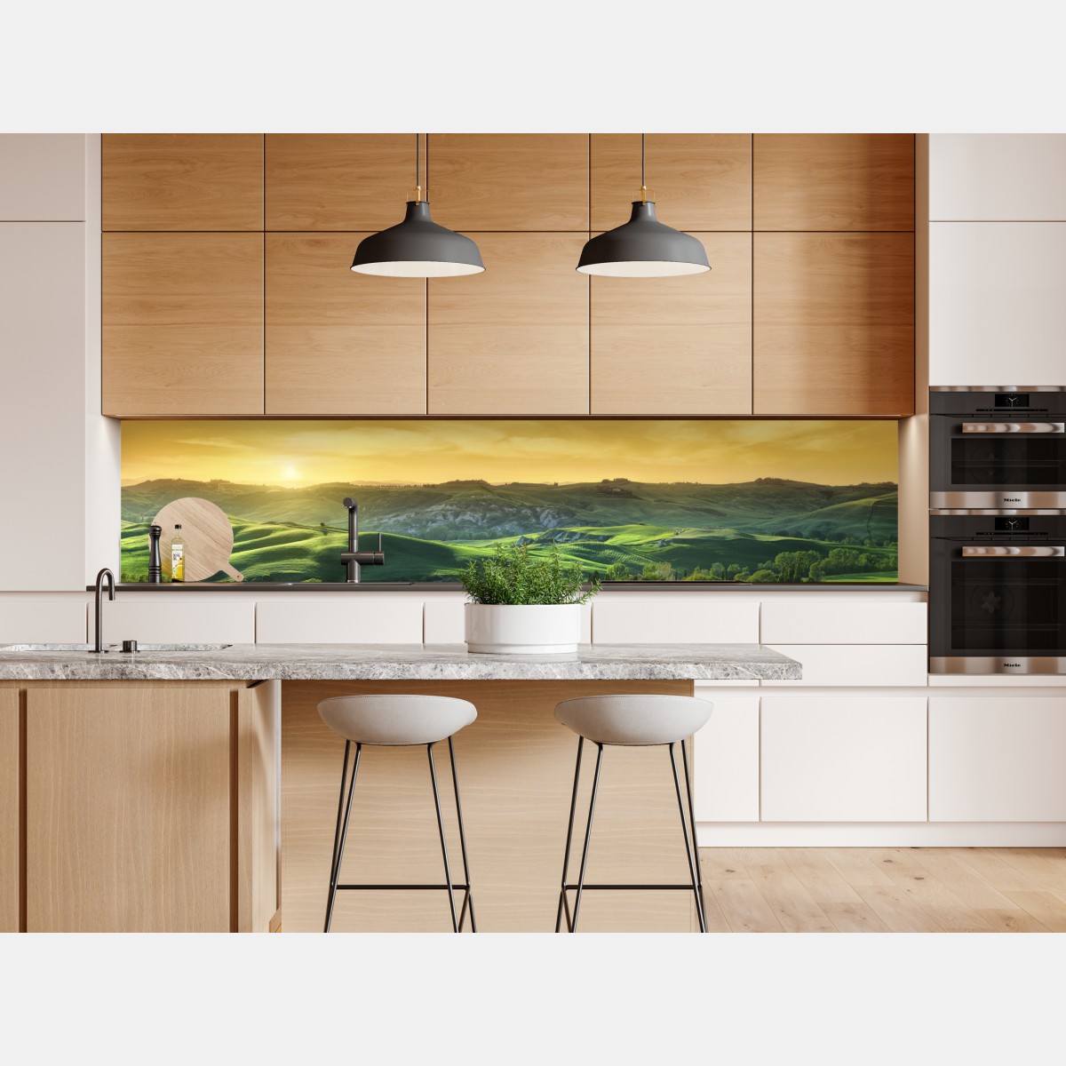 Naklejka repozycjonowalna Toskańskie pagórki o zachodzie słońca – Wallissimo® Naklejka repozycjonowalna Toskańskie pagórki o zachodzie słońca – Wallissimo®