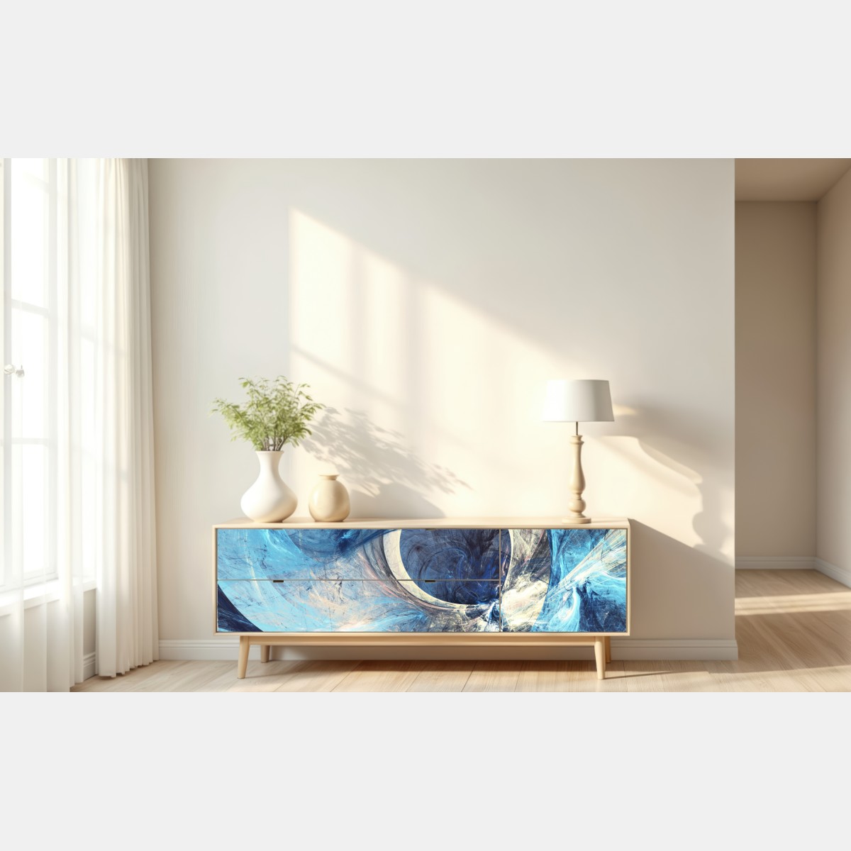 Naklejka repozycjonowalna niebieski fraktalowy wir – Wallissimo® Naklejka repozycjonowalna niebieski fraktalowy wir – Wallissimo®