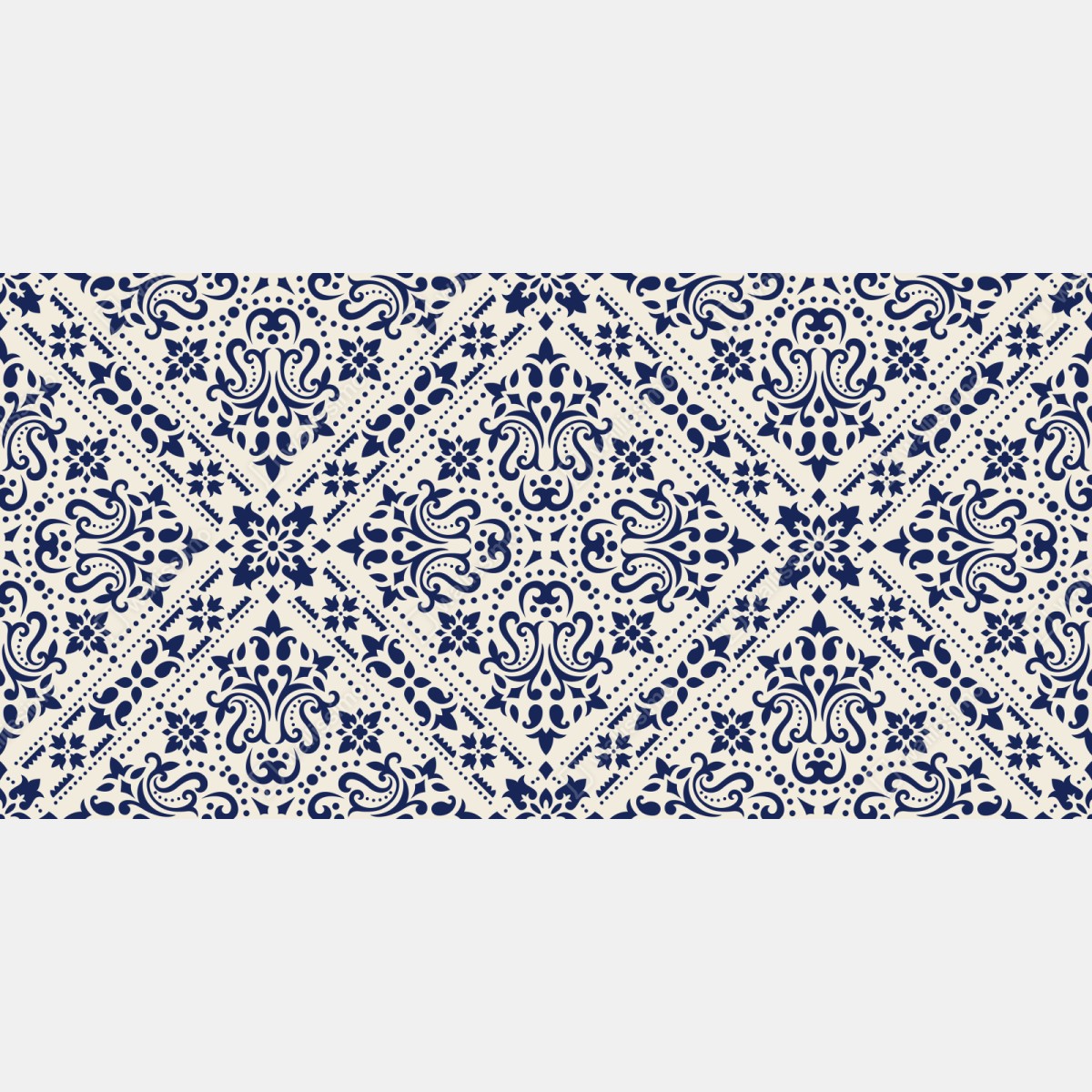 Naklejka repozycjonowalna granatowy wzór damaskowy na płytkach – Wallissimo® Naklejka repozycjonowalna granatowy wzór damaskowy na płytkach – Wallissimo®