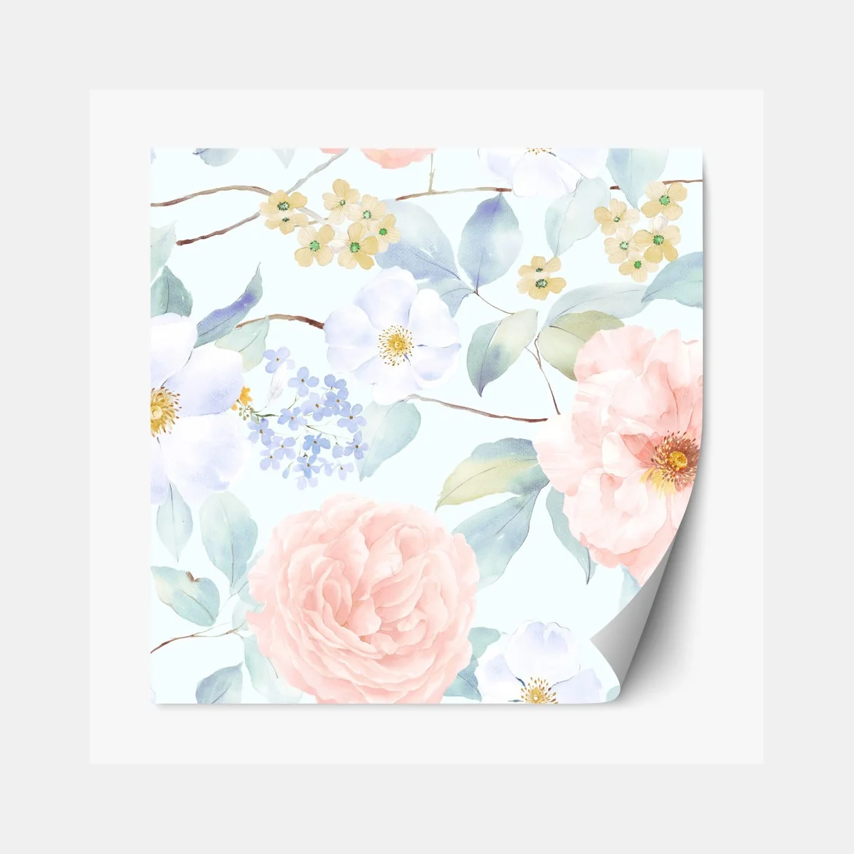Naklejka repozycjonowalna delikatne pastelowe kwiaty w akwareli – Wallissimo® Naklejka repozycjonowalna delikatne pastelowe kwiaty w akwareli – Wallissimo®