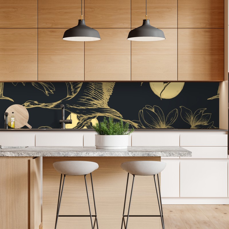 Naklejka repozycjonowalna rzeka z lotu ptaka w mchem porośniętym wąwozie – Wallissimo®