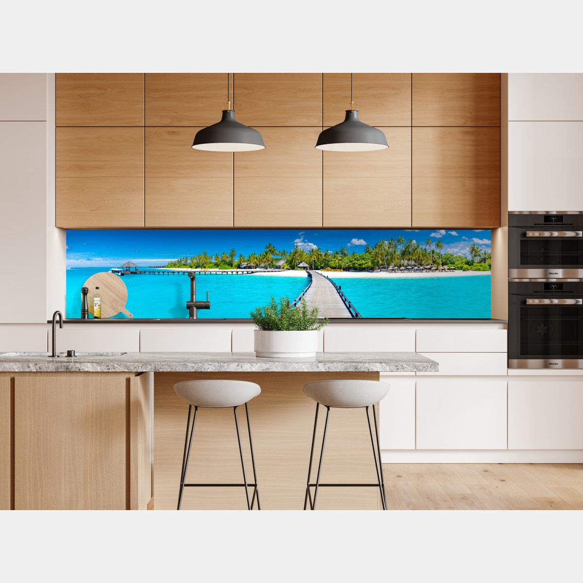 Naklejka repozycjonowalna tropikalna turkusowa plaża – Wallissimo® Naklejka repozycjonowalna tropikalna turkusowa plaża – Wallissimo®