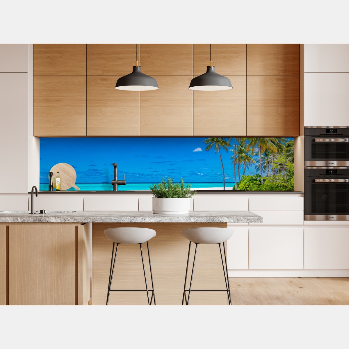 Naklejka repozycjonowalna tropikalna turkusowa plaża – Wallissimo® Naklejka repozycjonowalna tropikalna turkusowa plaża – Wallissimo®