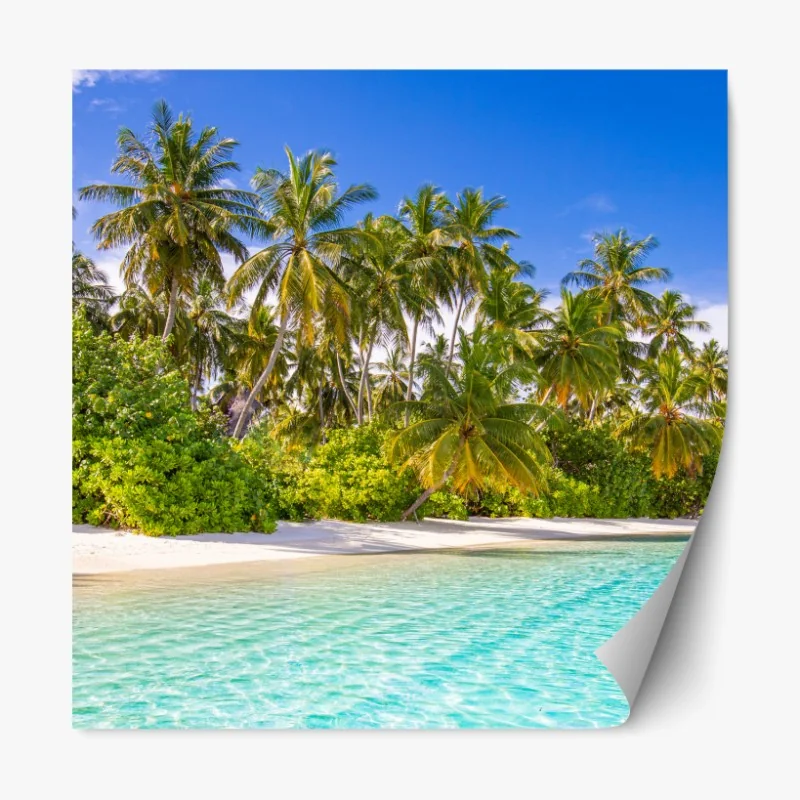 Naklejka repozycjonowalna tropikalne fioletowe liście na żółtym tle – Wallissimo®