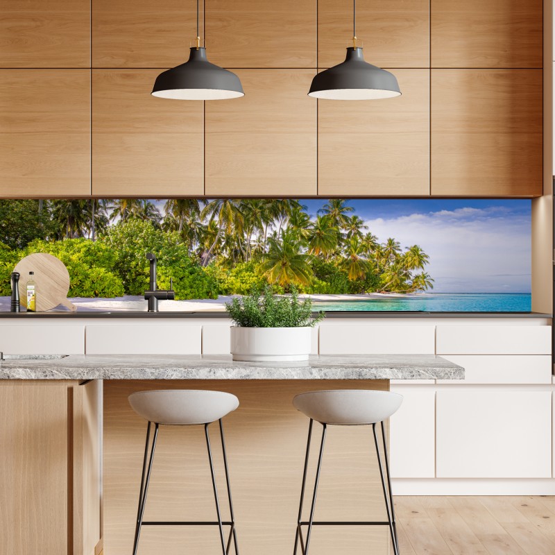 Naklejka repozycjonowalna tropikalne fioletowe liście na żółtym tle – Wallissimo®