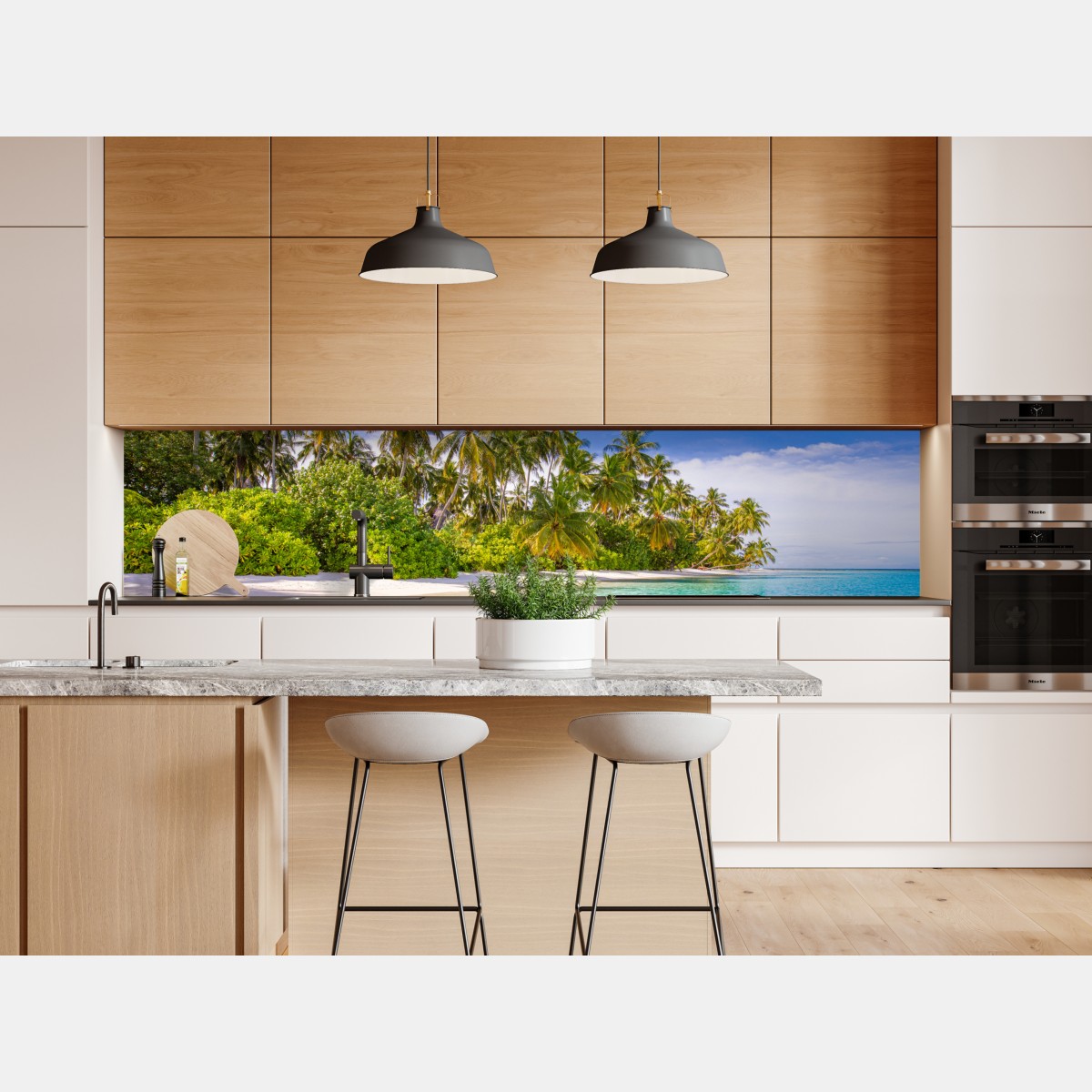 Naklejka repozycjonowalna tropikalna plaża z palmami – Wallissimo® Naklejka repozycjonowalna tropikalna plaża z palmami – Wallissimo®