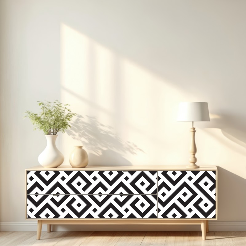 Naklejka repozycjonowalna ponadczasowy czarno-biały geometryczny wzór – Wallissimo® Naklejka repozycjonowalna ponadczasowy czarno-biały geometryczny wzór – Wallissimo®