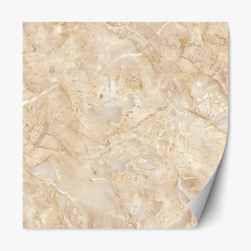 Naklejka repozycjonowalna beżowa tekstura marmuru z naturalnymi żyłami
