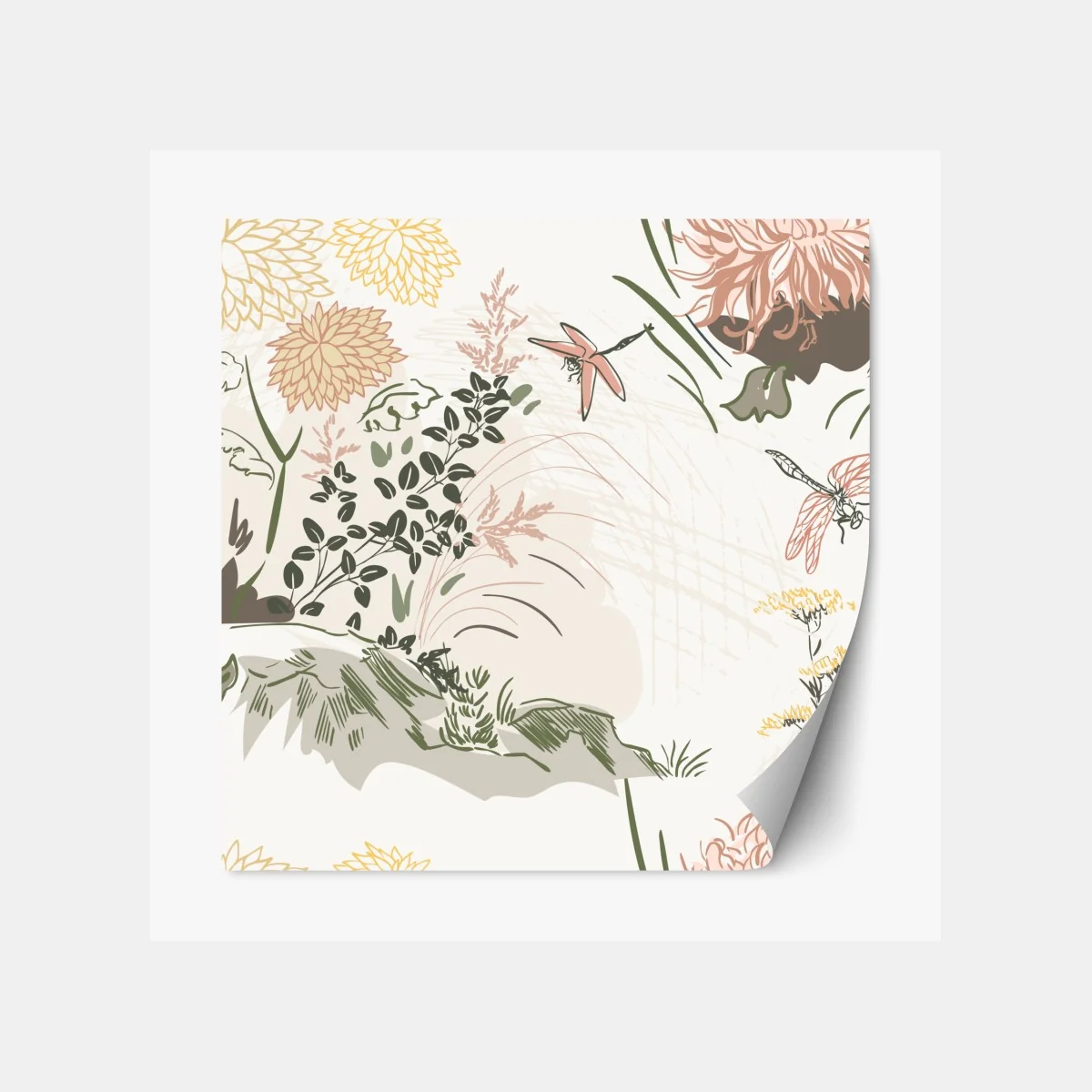 Naklejka repozycjonowalna delikatny pastelowy wzór kwiatowy – Wallissimo® Naklejka repozycjonowalna delikatny pastelowy wzór kwiatowy – Wallissimo®