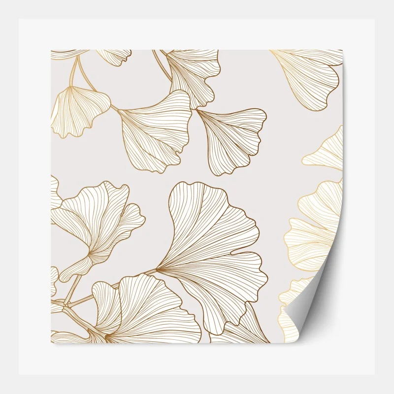 Naklejka repozycjonowalna delikatny złoty wzór miłorzębu