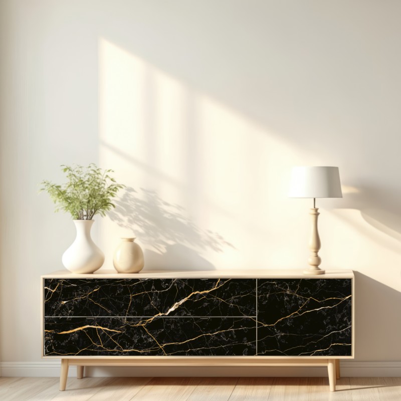 Naklejka repozycjonowalna czarny marmur ze złotymi żyłami – Wallissimo® Naklejka repozycjonowalna czarny marmur ze złotymi żyłami – Wallissimo®