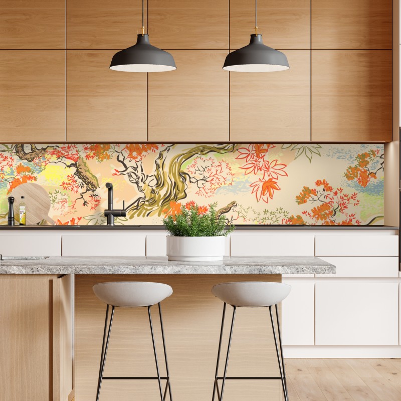 Naklejka repozycjonowalna akwarelowy wzór ogrodu kaktusów – Wallissimo®